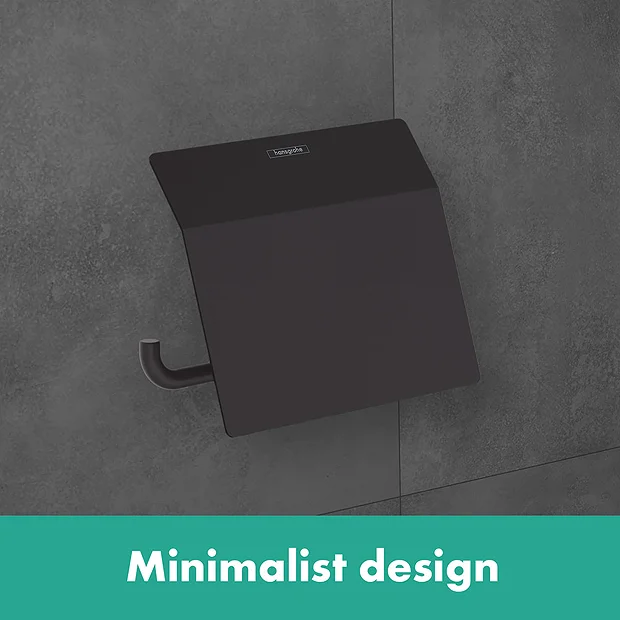 Hansgrohe AddStoris Matt Black Toilet Roll Holder With Cover 3 Hansgrohe AddStoris Matt Black Toilet Roll Holder With Cover - Image 3