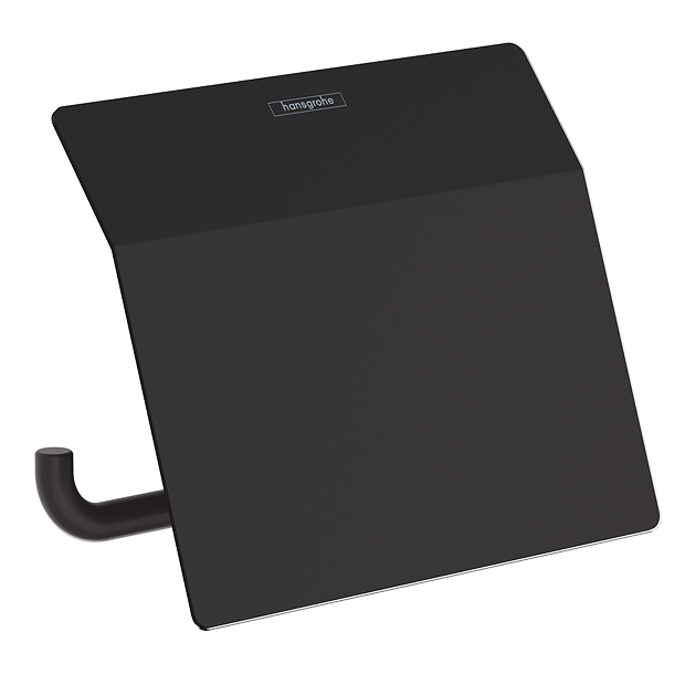 Hansgrohe AddStoris Matt Black Toilet Roll Holder With Cover 2 Hansgrohe AddStoris Matt Black Toilet Roll Holder With Cover - Image 2