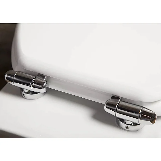Toreno High Gloss White MDF Bottom Fixing Soft Close Toilet Seat With Chrome Hinges 1 Toreno High Gloss White MDF Bottom Fixing Soft Close Toilet Seat With Chrome Hinges