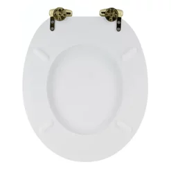 Toreno High Gloss White MDF Bottom Fixing Toilet Seat Brushed Brass Hinges -smedbo shop msc020nbbd2