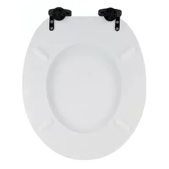 Toreno High Gloss White MDF Bottom Fixing Toilet Seat Matt Black Hinges -smedbo shop msc020nmb d2