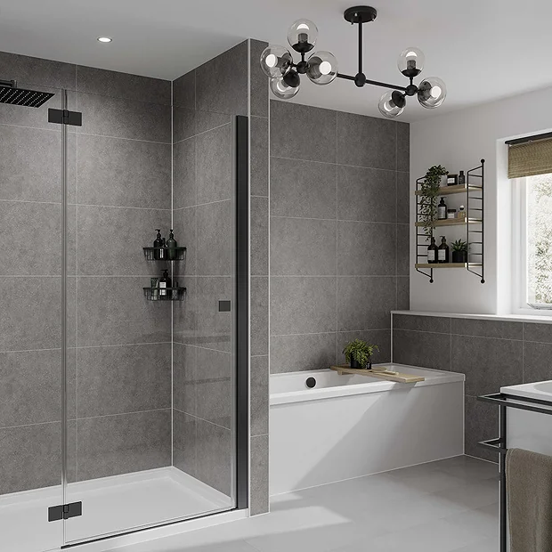 Multipanel Tile Effect Grey Mineral H2400 X W598mm Bathroom Wall Panel - Hydrolock Tongue And Groove 2 Multipanel Tile Effect Grey Mineral H2400 X W598mm Bathroom Wall Panel - Hydrolock Tongue And Groove - Image 2