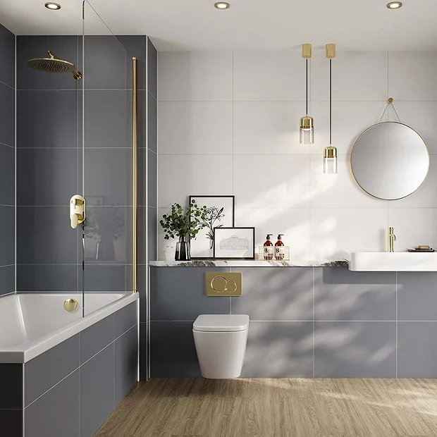 Multipanel Tile Effect Monument Grey H2400 X W598mm Bathroom Wall Panel - Hydrolock Tongue And Groove 2 Multipanel Tile Effect Monument Grey H2400 X W598mm Bathroom Wall Panel - Hydrolock Tongue And Groove - Image 2