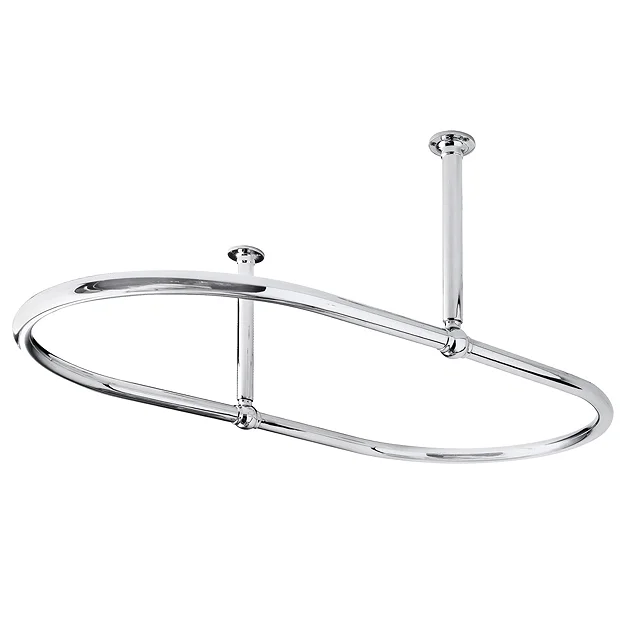 Old London - Chrome Oval Shower Curtain Rail With Middle Ceiling Mounts 1 Old London - Chrome Oval Shower Curtain Rail With Middle Ceiling Mounts