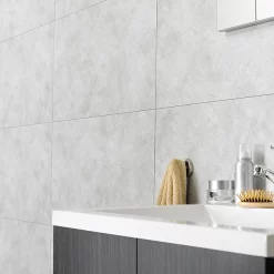 Victorian Plumbing Orion Cloudy White Waterproof Wall Tile Shower Panels - 375 X 650mm -smedbo shop orwt030 d1