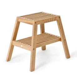 Victorian Plumbing Natural Oak Slatted Bathroom Stool -smedbo shop ostl d2