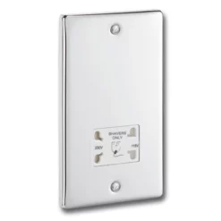 Victorian Plumbing Polished Chrome Dual Voltage Shaver Socket With White Insert