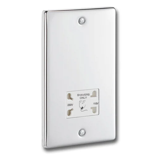 Victorian Plumbing Polished Chrome Dual Voltage Shaver Socket With White Insert 1 Victorian Plumbing Polished Chrome Dual Voltage Shaver Socket With White Insert