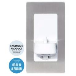 Proofvision Oral-B In Wall Electric Toothbrush Charger With Shaver Socket - Brushed Steel