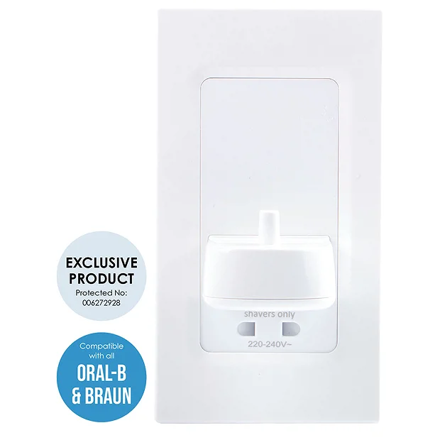 Proofvision Oral-B In Wall Electric Toothbrush Charger With Shaver Socket - White Plastic 3 Proofvision Oral-B In Wall Electric Toothbrush Charger With Shaver Socket - White Plastic - Image 3