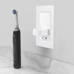 Proofvision Oral-B In Wall Electric Toothbrush Charger With Shaver Socket - White Plastic