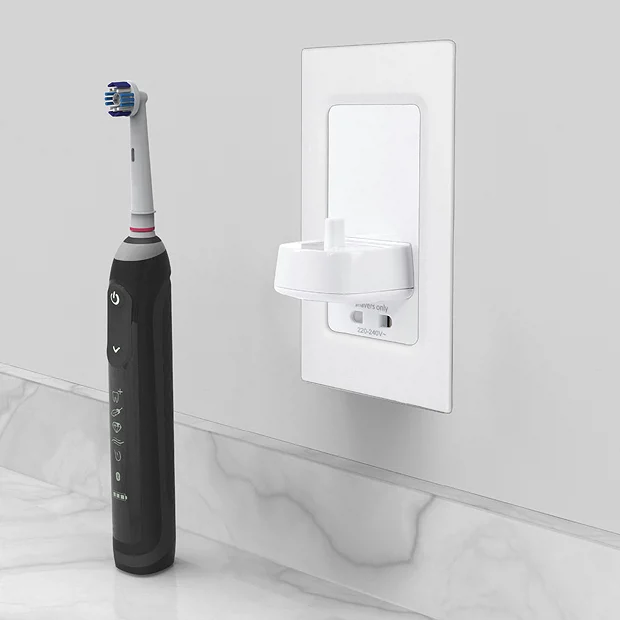 Proofvision Oral-B In Wall Electric Toothbrush Charger With Shaver Socket - White Plastic 1 Proofvision Oral-B In Wall Electric Toothbrush Charger With Shaver Socket - White Plastic