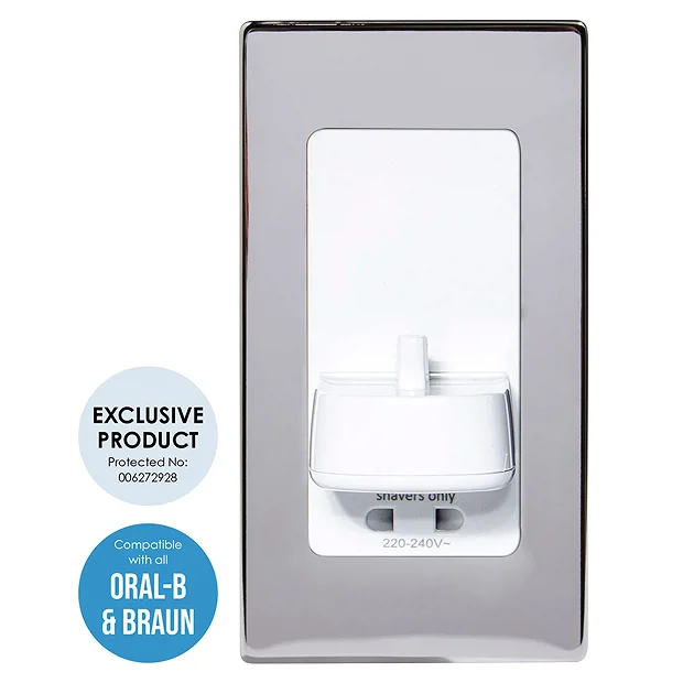 Proofvision Oral-B In Wall Electric Toothbrush Charger With Shaver Socket - Polished Steel 3 Proofvision Oral-B In Wall Electric Toothbrush Charger With Shaver Socket - Polished Steel - Image 3