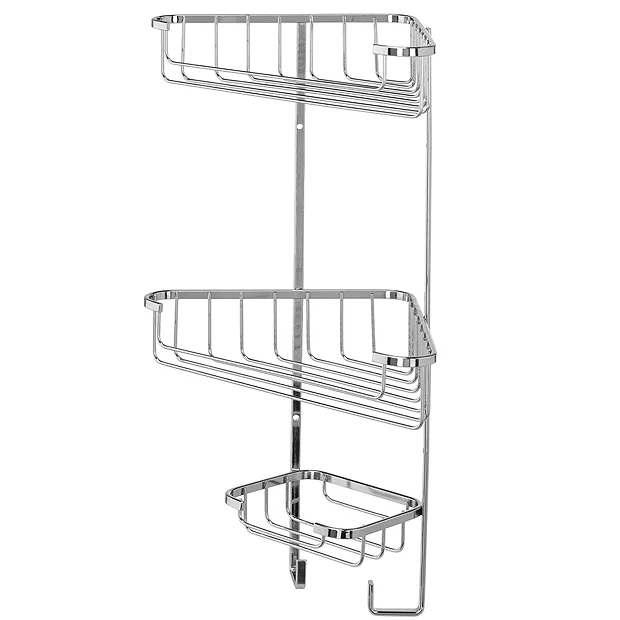 Croydex Corner Shower Storage Basket Chrome - 3 Tier 3 Croydex Corner Shower Storage Basket Chrome - 3 Tier - Image 3