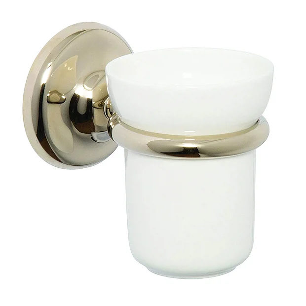 Croydex Grosvenor Flexi-Fix Tumbler & Holder - Gold 2 Croydex Grosvenor Flexi-Fix Tumbler & Holder - Gold - Image 2