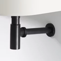 Arezzo Round Matt Black Modern Basin Bottle Trap -smedbo shop rdbotblkd1