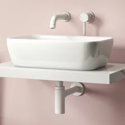 Arezzo Round Matt White Modern Basin Bottle Trap -smedbo shop rdtrpwht d1