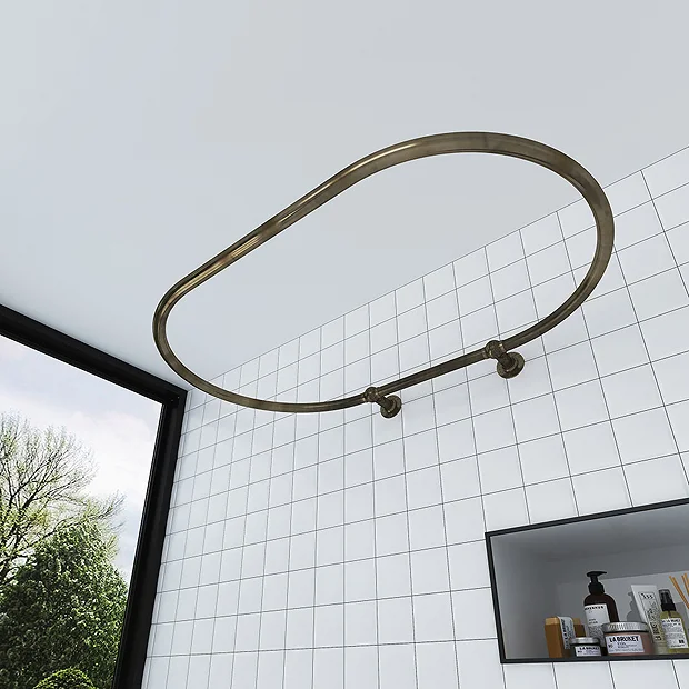 Chatsworth Traditional 1200 X 815mm Antique Brass Oval Shower Curtain Rail 2 Chatsworth Traditional 1200 X 815mm Antique Brass Oval Shower Curtain Rail - Image 2