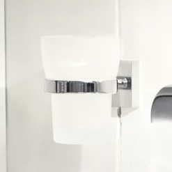 Smedbo House - Polished Chrome Holder With Frosted Glass Tumbler