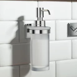 Smedbo House - Polished Chrome Holder With Frosted Glass Soap Dispenser