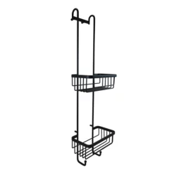 Roman Sh Roman Matt Black Double Hanging Shower Basket With Hooks
