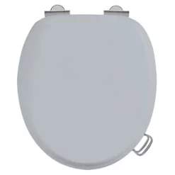 Urlington Bathroom Burlington Soft Close Toilet Seat With Chrome Hinges And Handles - Classic Grey