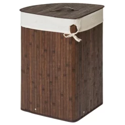 Victorian Plumbing Saroma Corner Bamboo Laundry Hamper - Dark Brown