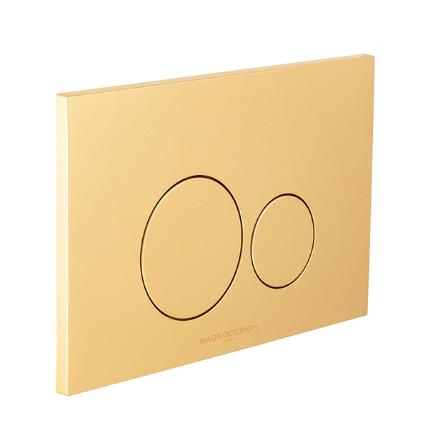BagnoDesign Aquaeco Satin Gold Dual Flush Plate With Round Buttons 1 BagnoDesign Aquaeco Satin Gold Dual Flush Plate With Round Buttons