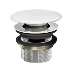 Victorian Plumbing Click Clack Matt White Solid Stone Slotted Bath Waste