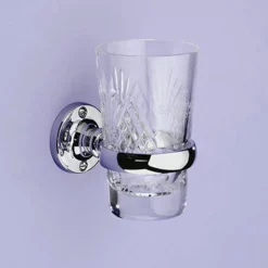 Silverdale Bathroom Silverdale Luxury Berkeley Tumbler Holder & Crystal Glass Tumbler - Chrome