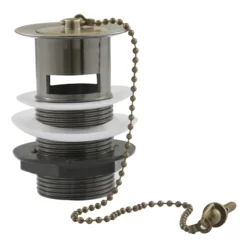 Chatsworth Antique Brass Slotted Basin Waste With Plug & Ball Chain