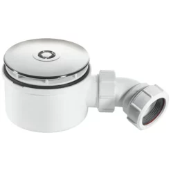 McAlpine Plumbing Product McAlpine 90mm Shallow Shower Trap - 70mm High - Chrome Plated Plastic