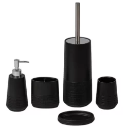 Victorian Plumbing Strata Black 5-Piece Bathroom Accessory Set