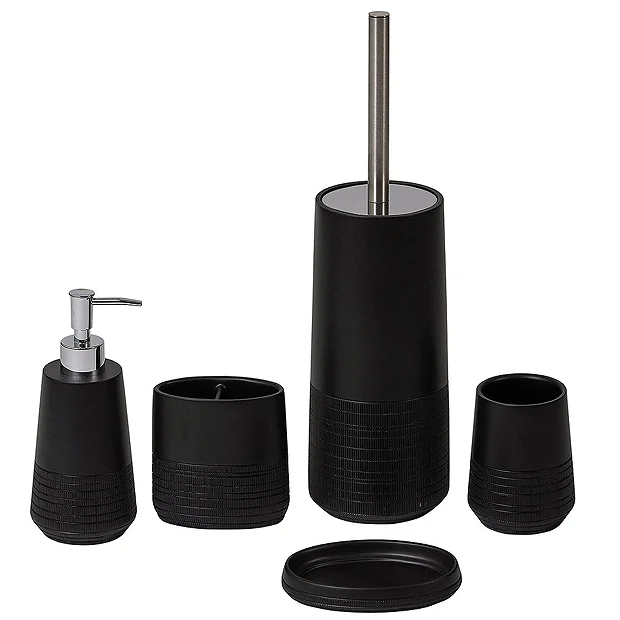 Victorian Plumbing Strata Black 5-Piece Bathroom Accessory Set 1 Victorian Plumbing Strata Black 5-Piece Bathroom Accessory Set