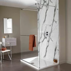 Showerwall Bianco Carrara Waterproof Decorative Wall Panel - Various Size Options -smedbo shop swbiacar d2