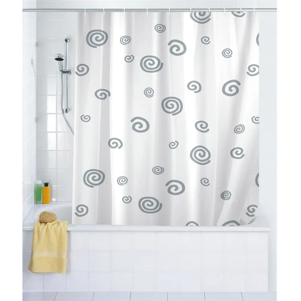 Wenko Swirl Polyester Shower Curtain - W1800 X H2000mm 1 Wenko Swirl Polyester Shower Curtain - W1800 X H2000mm