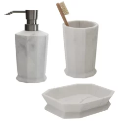 Trafalgar Grey Marble Effect Polyresin Bathroom Accessories Set