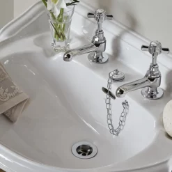 Heritage Bathroom Heritage - Ornate Basin Waste With Porcelain Plug - Chrome