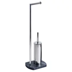 Trafalgar Anthracite Marble Effect Freestanding Toilet Roll & Toilet Brush Holder