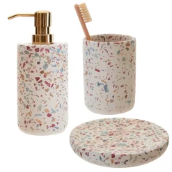 Toreno Terrazzo-Effect Concrete Bathroom Accessories Set