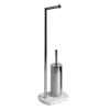 Trafalgar White Marble Effect Freestanding Toilet Roll & Toilet Brush Holder