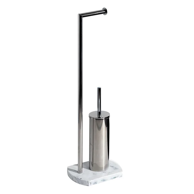 Trafalgar White Marble Effect Freestanding Toilet Roll & Toilet Brush Holder 1 Trafalgar White Marble Effect Freestanding Toilet Roll & Toilet Brush Holder
