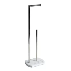 Trafalgar White Marble Effect Freestanding Toilet Roll & Spare Paper Holder