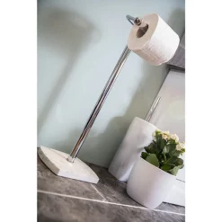 Trafalgar White Marble Effect Freestanding Toilet Roll Holder 5 Trafalgar White Marble Effect Freestanding Toilet Roll Holder -smedbo shop trwtrh d1