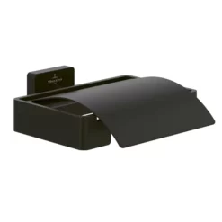 Villeroy & Boch Villeroy And Boch Elements Striking Toilet Roll Holder With Cover - Matt Black
