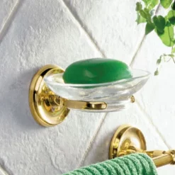 Smedbo Villa Glass Soap Dish & Holder - Polished Brass