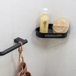 Venice Black Corner Shower Basket -smedbo shop vb225blk d1