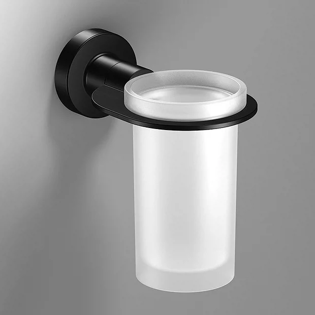 Venice Black Glass Tumbler & Holder 2 Venice Black Glass Tumbler & Holder - Image 2