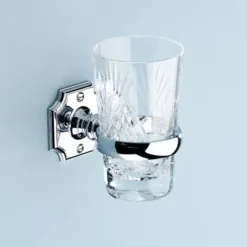 Silverdale Bathroom Silverdale Luxury Victorian Tumbler Holder & Crystal Glass Tumbler - Chrome