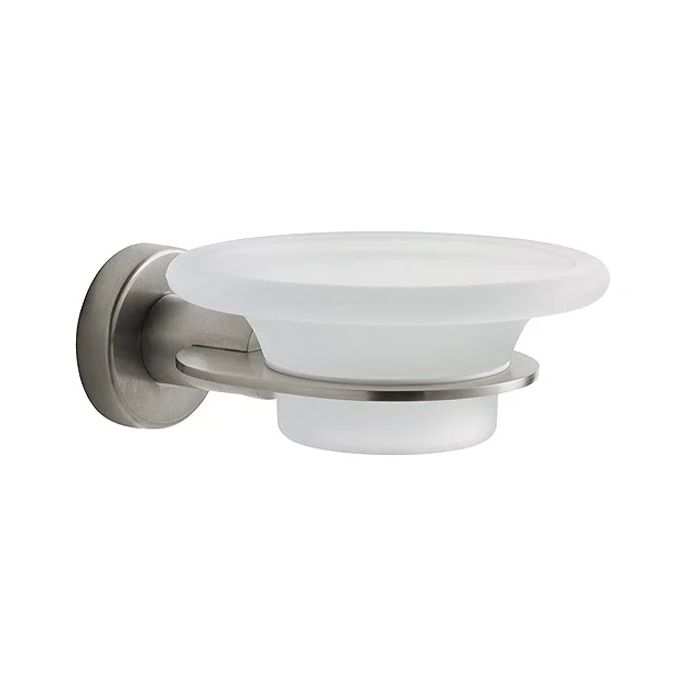 Venice Brushed Nickel Glass Soap Dish & Holder 1 Venice Brushed Nickel Glass Soap Dish & Holder